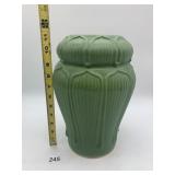 COWAN POTTERY USA GREEN MATTE GLAZE VASE, LOTUS