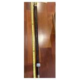 VINTAGE WALKING STICK, DARK WOOD SHAFT, CARVED