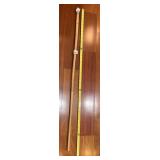 VINTAGE BAMBOO WALKING STICK, PORCELAIN DICE