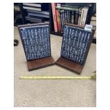 VTG EGYPTIAN REVIVAL BOOKENDS, SLATE PANELS W/