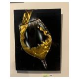 DE RUBEIS SIGNED ARTWORK, POURING WINE GLASS,