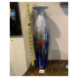 CRYSTALLINE GLAZE ART POTTERY VASE, BLUE AND