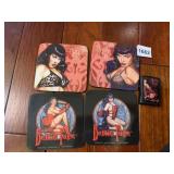 BETTIE PAGE COASTERS (4) AND ZIPPO LIGHTER, MATTE