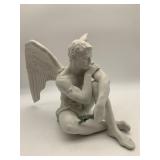 LLADRO PORCELAIN FIGURINE, SEATED ANGEL HOLDING