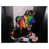 TOROS FIGURINE, RAINBOW STRIPED BULL, WEARING