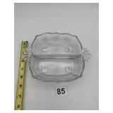 VINTAGE GLASS DIVIDED SERVING DISH,
