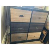 MODERN STORAGE CABINET, MIXED WOOD FINISHES, SIX
