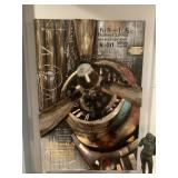 AVIATION THEMED WALL ART, MIXED MEDIA METAL AND