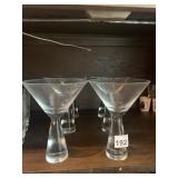 MODERNIST CLEAR GLASS MARTINI GLASSES, CONICAL