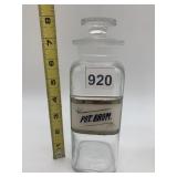VINTAGE APOTHECARY JAR, CLEAR GLASS, GROUND GLASS