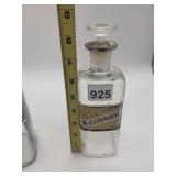 VINTAGE CLEAR GLASS APOTHECARY BOTTLE W/ GLASS