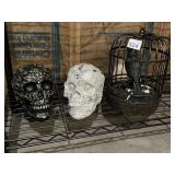 DECORATIVE SKULLS W/ EMBELLISHMENTS (2), BIRD IN
