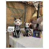 DAY OF THE DEAD CAT FIGURINES (2), POISON BOTTLE