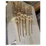 VTG GLASS FINIAL CHRISTMAS ORNAMENTS, GOLD TONE,