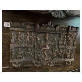 BRONZE-TONE WALL PLAQUE, RELIEF CARVING OF SHIVA