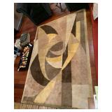 MODERN GEOMETRIC AREA RUG, WOOL CONSTRUCTION,