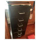 METAL FILING CABINET, FIVE DRAWER, BLACK FINISH,