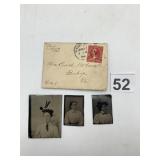 VINTAGE TINTYPE PHOTOGRAPHS (3), ENVELOPE W/