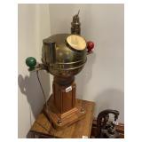 SESTREL BRASS SHIP COMPASS, MOUNTED ON WOOD