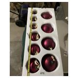 VTG STYLE RED GLASS CHRISTMAS ORNAMENTS W/ RIBBON