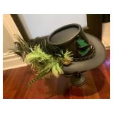 STEAMPUNK STYLE LEATHER TOP HAT, BLACK LEATHER W/