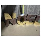 DECORATIVE WOODEN NOEL LETTERS, TWO-TONE BROWN
