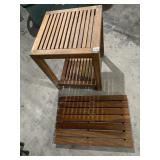 TEAK SLATTED SHOWER STOOL AND MATCHING SLATTED