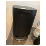 SONOS ONE SMART SPEAKER, BLACK, W/ FLEXSON STAND.