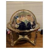 GEMSTONE WORLD GLOBE, BRASS STAND, ROTATING.