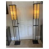 MISSION STYLE FLOOR LAMPS (2), METAL FRAMES,