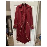 COSTUME TAILCOAT, RED SATIN-FINISH FABRIC, GOLD