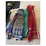 ASSORTED DECORATIVE SCARVES AND SHAWLS, VARIOUS