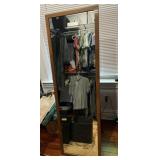 FULL LENGTH FLOOR MIRROR, WOOD FRAME, ADJUSTABLE