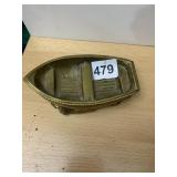PM CRAFTSMAN BRASS BOAT DISH, FOOTED BASE.