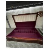 WOODEN FLATWARE STORAGE CHEST, HINGED LID, VELVET