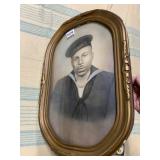 VTG U.S. NAVY SAILOR PORTRAIT, HAND-COLORED, OVAL