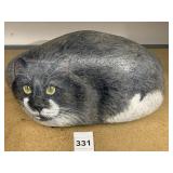 LINDA KIMBROUGH PAINTED STONE CAT FIGURINE,