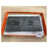 DECORATIVE STONE PLAQUE W/ ASIAN CHARACTERS, WALL