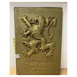 LOWENBRAU MUNICH WALL PLAQUE, EMBOSSED LION