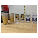 ASSORTED BEER GLASSES (6), INCL BUDWEISER, MARIO
