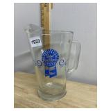 PABST BLUE RIBBON CLEAR GLASS BEER PITCHER.