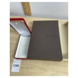 LOUIS VUITTON JEWELRY BOX, BROWN EXTERIOR, RED