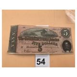 CONFEDERATE STATES OF AMERICA FIVE DOLLARS