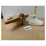 VTG CERAMIC AIRPLANE AND SHOE PLANTERS (2).