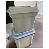 PLASTIC STORAGE TOTES W/ LIDS (2).