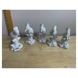 ANTHROPOLOGIE WHITE PORCELAIN BIRD FIGURINES ON