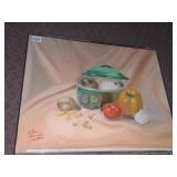ZELMA FURST STILL LIFE PAINTING, KITCHEN SCENE W/