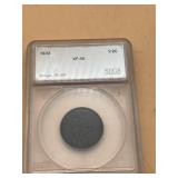 1833 UNITED STATES HALF CENT, SEGS GRADED XF-40,