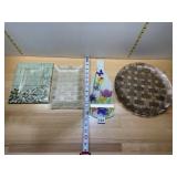 ASSORTED DECORATIVE GLASS TRAYS AND SERVING