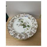 PORCELAIN PLATES W/ FLORAL DECORATION AND GOLD